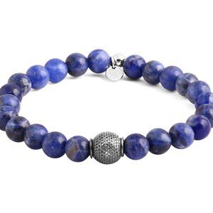 Semi Precious Bead Silver Mesh - Blue